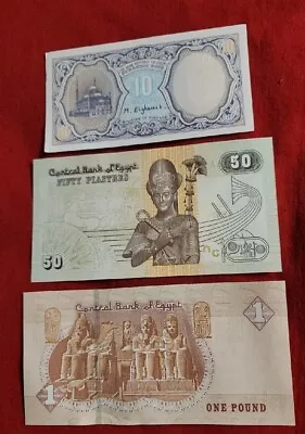(3)  Egyptian  Paper Money Banknote UNC  • $1.49