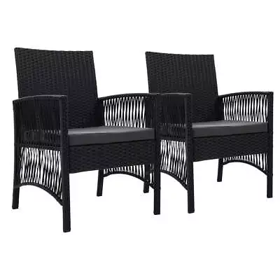 Gardeon 2PC Outdoor Dining Chairs Patio Furniture Wicker Garden Cushion Lyra • $217