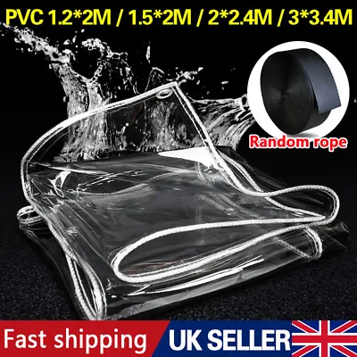 430gsm Clear Tarpaulin Heavy Duty PVC Waterproof Glass Pet Cover Tarp Sheet D • £4.99