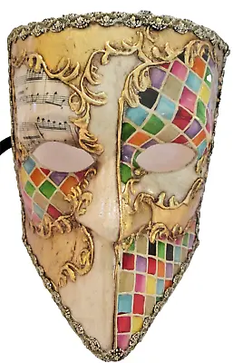 Casanova Handmade In Italy  Iconic Papier Mache  Mask Mosaic/music Score Detail • £35