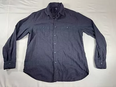 J Crew Flannel Shirt Blue Gray Plaid Button Up Long Sleeve Casual Mens Size L • $11.90