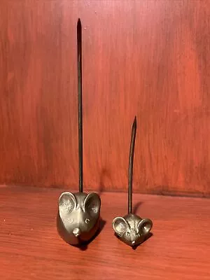 Vintage Brass Mouse Pair: Candle Snuffer/Ring Holder/Receipt Holder/Paperweight • $13.50