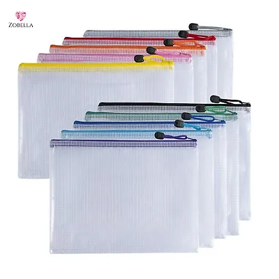 £2.49 • Buy A3/A4/A5/DL Plastic Zip File Mesh Bags Storage Document Folder Protective Wallet