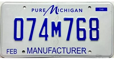 Michigan MANUFACTURER License Plate #074M768 No Reserve • $49.99