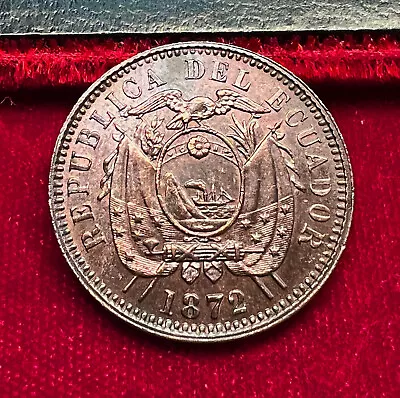 1872 Ecuador Un Centavo Heaton Mint Almost Uncirculated • $52