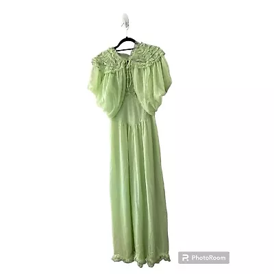 RARE Vintage VANITY FAIR Peignoir Set Lingerie Dress Robe Nightgown GREEN • $90