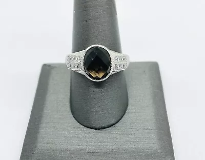 Judith Ripka Sterling Silver Smoky Quartz CZ Diamonique Ring • $70