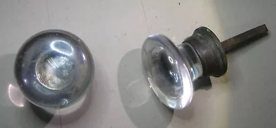 Vintage Clear Glass And Brass Doorknobs - 2- 1/2  Diameter • $10