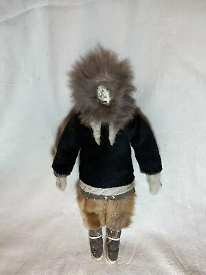 Vintage Mid 1900s Alaskan Inuit Doll Seal Skin Rabbit Fur Leather  • $180