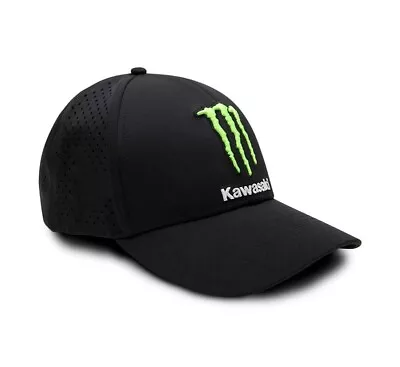 New Monster Energy Kawasaki 6 Panel Curved Bill Cap Black Snap Back • $32.95