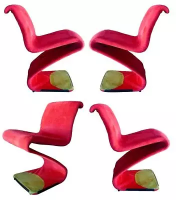 Set Of Four Rare Chairs Armchairs Design Gastone Rinaldi Model Z Chairs 1970 • $2925.18