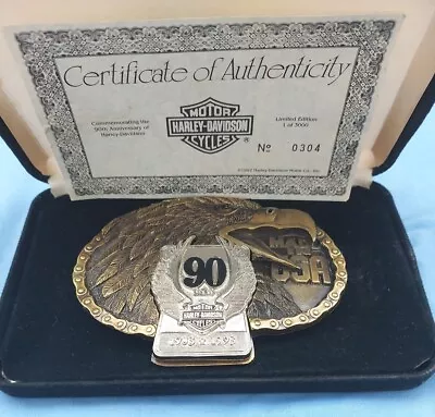 Harley Davidson 90th Anniv. Eagle Chain Belt Buckle Made In USA 0304 Of 3000 NEW • $129.99