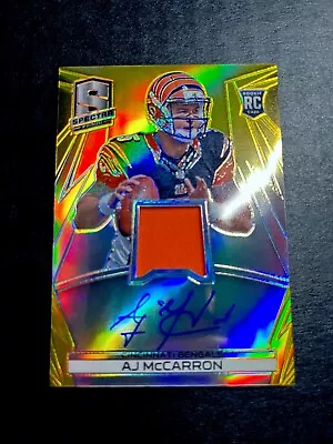 2014 PANINI SPECTRA AJ McCarron RC Jersey Patch Auto GOLD PRIZM SSP /25 • $78.74