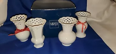 Mikasa White Bridal Lace Vases  Set Of 4 Each Unique In Original Box • $36.99