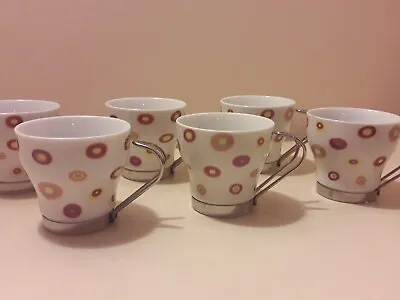 Set Of 6 X Coffee Cups Espresso Cappuccino Gift BNIB Brand New Boxed Spotty Chic • £15.99