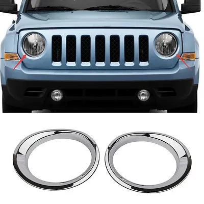 $36.99 • Buy ABS Chrome Front Headlight Lamp Cover Trim Frame For Jeep Patriot 2011-2017
