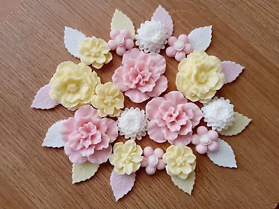 £7.90 • Buy 21 - PINK  BOUQUET Edible Sugar Paste Flowers Cup Cake Decorations Toppers