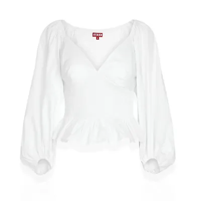 NWT STAUD Matilde Cotton Poplin Top - White Large • $94.99