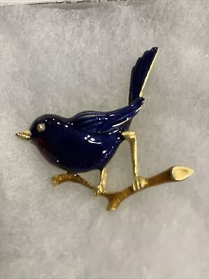 MUSEUM OF MODERN ART VINTAGE BIRD BROOCH - BEAUTIFUL BLUE & RED On A Branch • $20