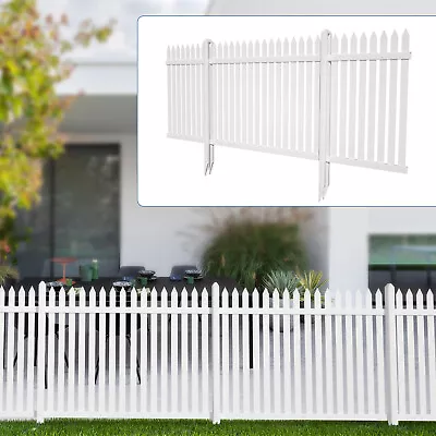 Vinyl Picket Fence White PVC Panel 84''Wx30''H Yard Garden Straight 20 Pickets S • $224.39