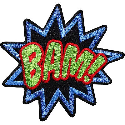 BAM Embroidered Iron / Sew On Patch T Shirt Bag Badge Batman Superman Comic Word • £2.79
