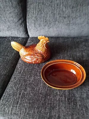 VINTAGE  P&K Price Kensington Pottery Ceramic Hen Chicken Egg Holder Storage Pot • £22.50