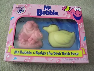Oddball Vintage 1997 Mr Bubble And Buddy The Duck Bath Soap Set NIB • $29