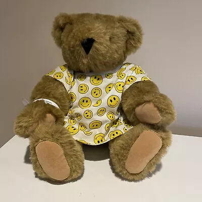 VTG Vermont Teddy Bear Plush 16” Jointed Smiley Face Hospital Gown & Bracelet • $5.56