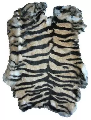 RABBIT SKIN NEW TIGER PELT PRINT COLOR Fur Pelt Bunny Dyed Skins Crafts Supplies • $14.30