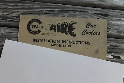 Swamp Cooler Sea Aire Car Cooler Installation Instructions PHOTOCOPY Vtg • $19.99