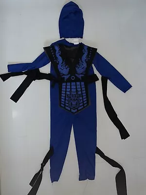 Kids Blue Ninja Costume Kombat Samurai Warrior Child Karate Fancy Dress Age 4-5 • £5