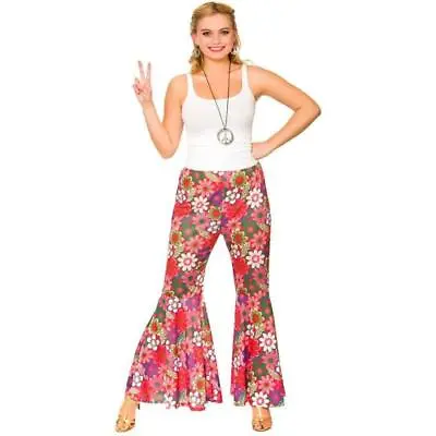 Wicked Costumes Flower Power Hippie Pants Women's Hippy Fancy Dress • £10.49