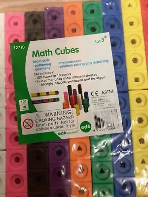 Edx Education 75166 Math Cubes - Set Of 100 -Fidget Linking Cubes For Early - • £9