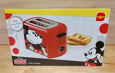 -Mickey Mouse 2-Slice Toaster Leaves Mickey Mouse Imprint Of Toast  DCM-21 • $31.15
