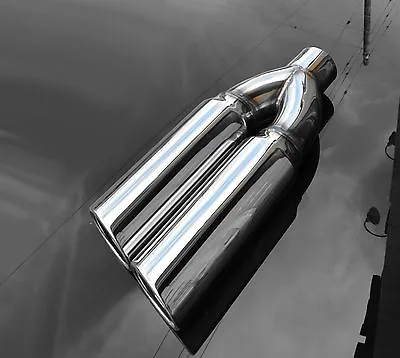 Exhaust Muffler Tip Dual Round 4  Side Cut Exit Truck Pickup 3  ID 20.5  Long • $125