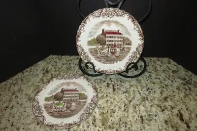 (2): 10  Dinner Plates -Heritage Hall Brown - Johnson Brothers #4411 Ironstone • $11.99
