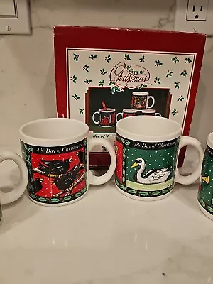 Vintage 12 Days Of Christmas Ceramic Mugs 1993 By Westwood Set Of 4 In Box • $19.88