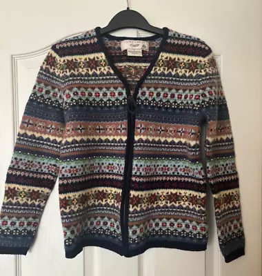 Vintage Laura Ashley Knitted Lambswool  Cardigan Multicolour Size Medium • £24.99