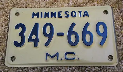 NOS VINTAGE 1970's MINNESOTA MOTORCYCLE LICENSE PLATE ~ 349-669 • $19.99