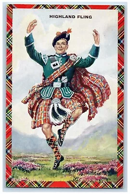 Scotland Kilt Bagpipes Postcard Highland Fling Pipers And Dancers Flowers C1910s • $9.72