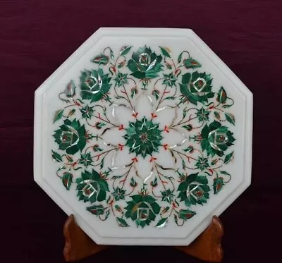 12  Marble Corner Table Top Handmade Floral Inlay Semi Precious Stones • $332.47