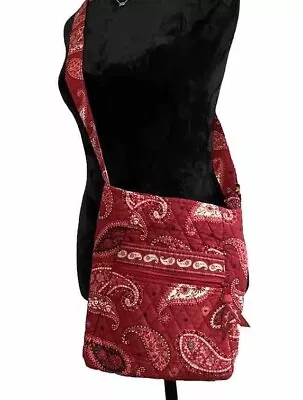 Vera Bradley Red Paisley Crossbody Bag Mesa Purse Jacquard Bandana • $12