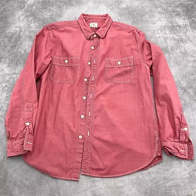 J Crew Shirt Men Large Red Chambray Cotton Casual Classic Comfort VTG USA • $19.97