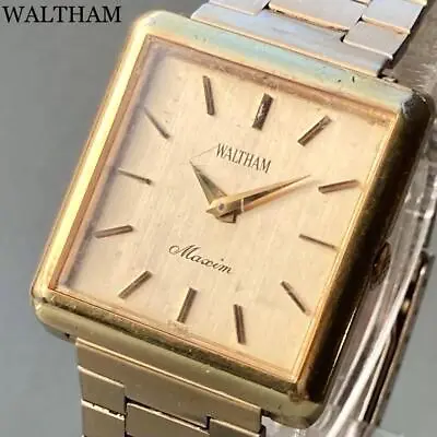 Waltham Watch Maxim Manual Winding Gold Plated Rectangle 28×30mm Arm 15cm • $98.10