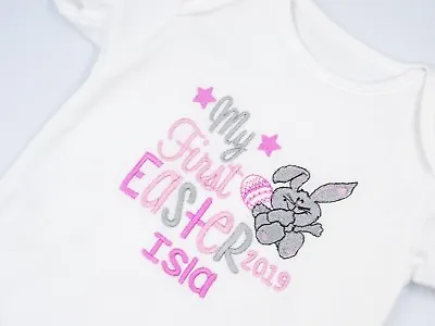 £9.95 • Buy Personalised Embroidered GIRL'S 1st FIRST EASTER Baby Clothing Bib Vest Gift