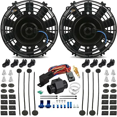 Dual 6-7 Inch Electric Cooling Fan 38mm In-hose Grounding 180f Thermo Switch Kit • $79.95