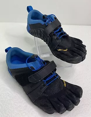 •Vibram FiveFingers Mens V-TRAIN 2.0 Black Blue Shoes 20M7703 Size 7.5-8 • $49