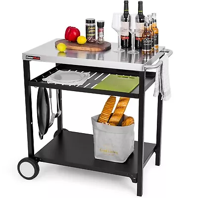 OuterMust Outdoor Kitchen Island Rolling Cart 3-Shelf Movable Outdoor Grill Cart • $99.99