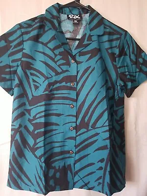 $15.70 • Buy Rix Island Wear Hawaii Aloha Ladies Womens Blouse Size XS Turquoise 100% Cotton 