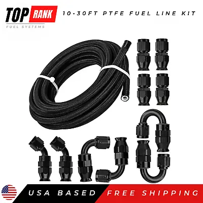 6AN/8AN/10AN Nylon PTFE E85 Fuel Line 10-20FT W/6 Or 10 Fittings Hose Kit • $116.33